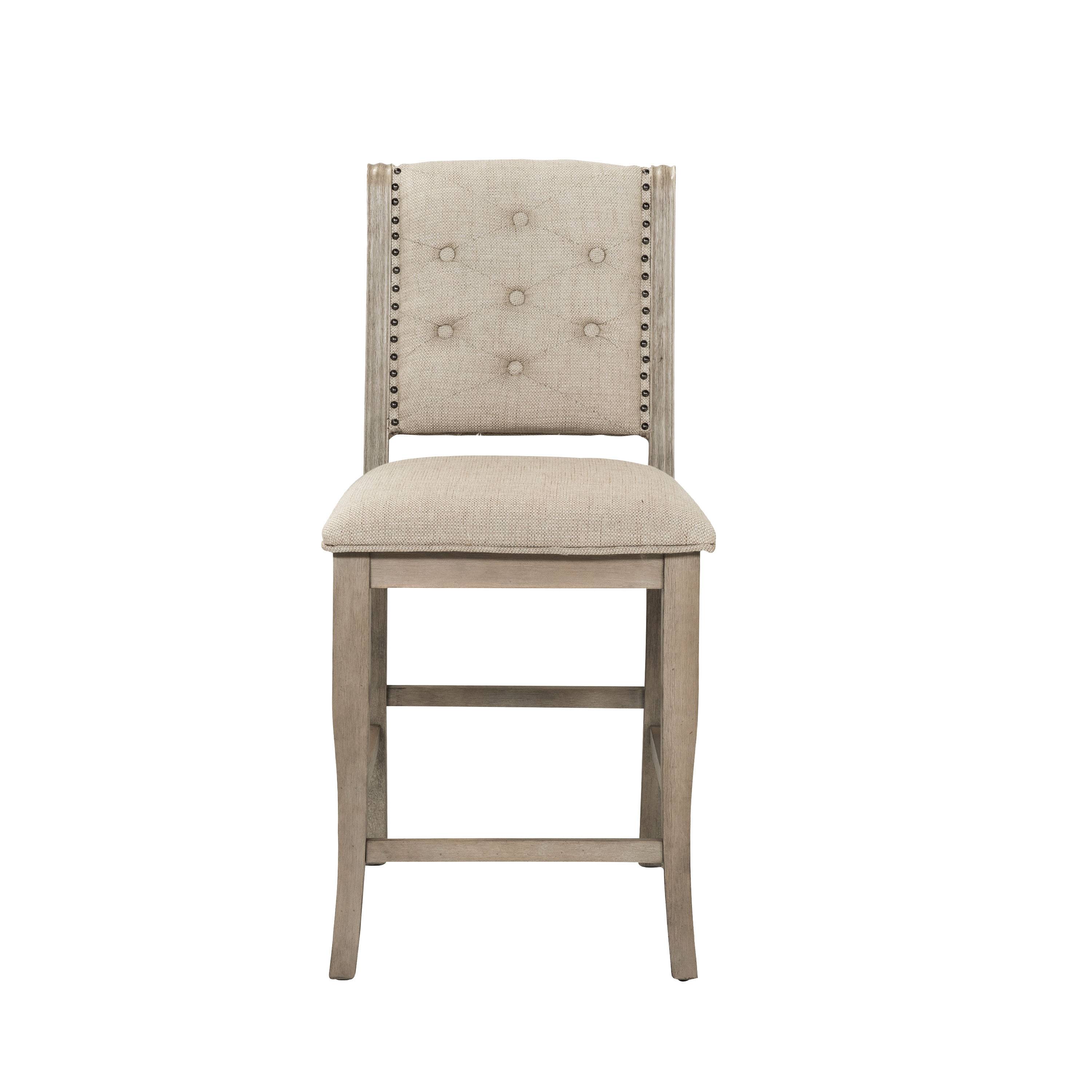 Torence Transitional Button Tufted Counter Height Chairs in Natural Tone (Set of 2)